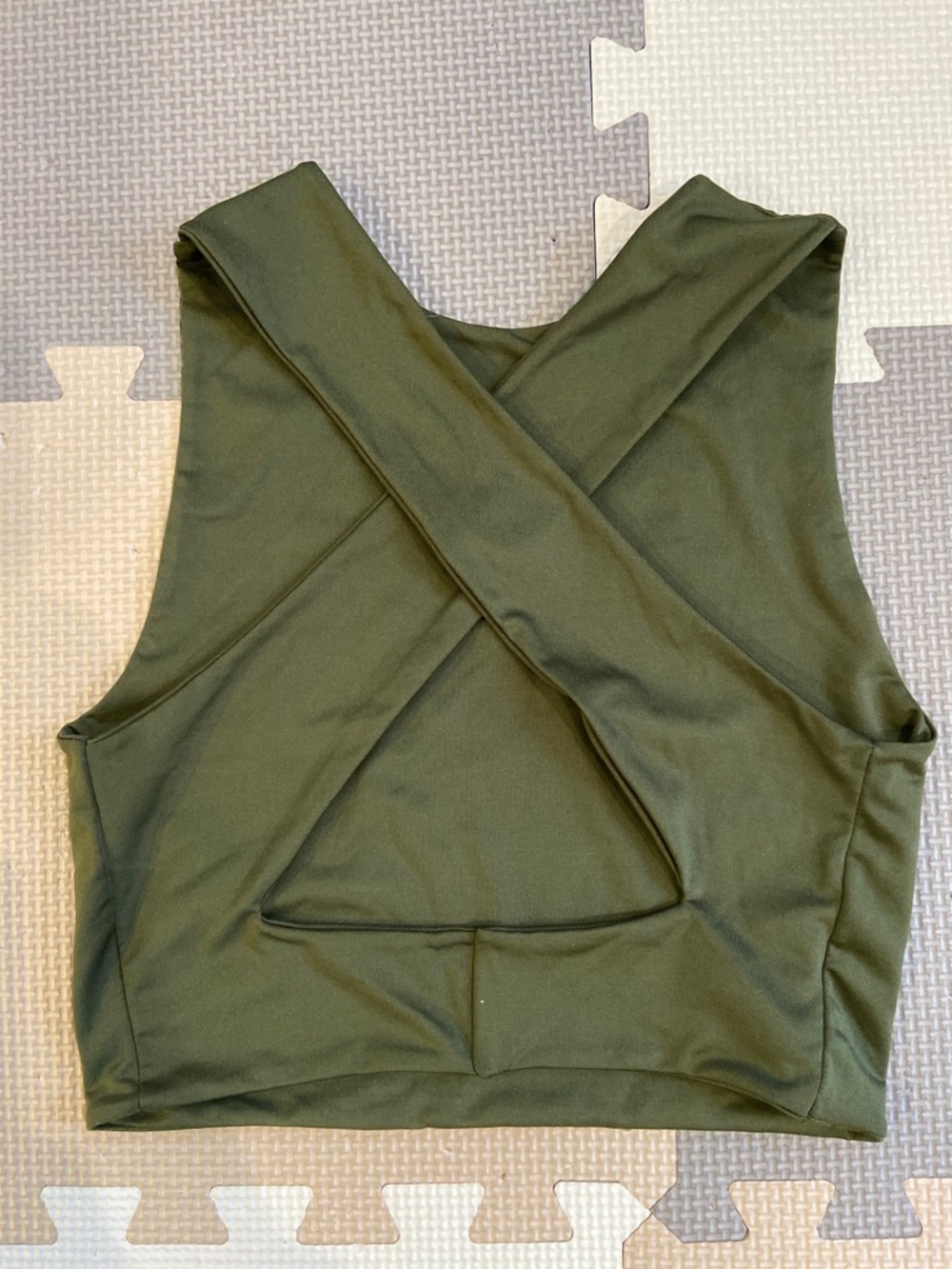 Olive Green Cross-Back Women's cropped Top